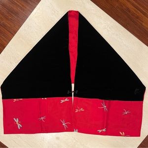 Velvet Satin Shawl with Dragonfly Embroidery and Pockets - NWOT